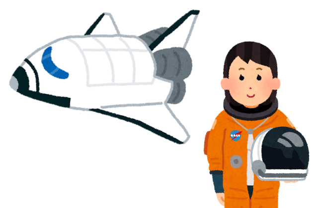 イラスト:スペースシャトルと女性宇宙飛行士